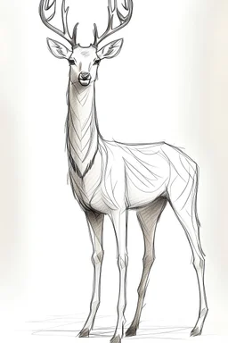 Draw a tall, lean deer standing on two legs