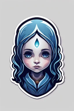 A minimalistic fantasy sticker of a child seer's face