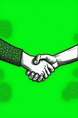 Handshake as a symbol of social help. colour ilustartion. fondo verde