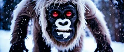 close up documentary photography, Real Yeti, National Geographic, weird, Dystopian, Japanese, Extreme depth of field, bokeh blur, winter, blizzard, Alberta, all-natural, in the style of candid, imperfection, natural lighting, light-focused, Professional shot, shot on Agfa, Fuji Film, Anamorphic lens, 1980s, --ar 4:5 --w 150 --style raw