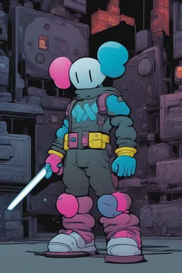 cyberpunk comic book hero chracter by kaws