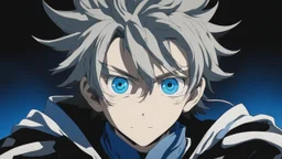 Satoru Gojo black background bright blue eyes