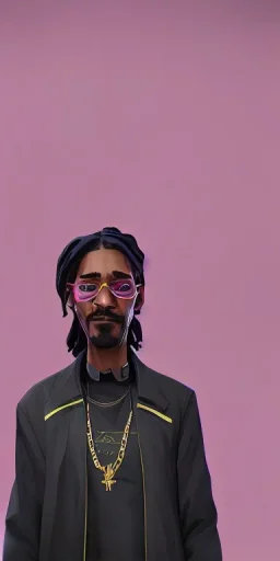 snoop dogg looking at the sky. On a pink street. Black Oversize sweatsuit.