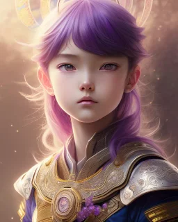 Detailed anime child girl, purple hair, dragon scale armour, intricate details, full body portrait, keep head in frame, slight smile, black Japanese motif, concept art, highly detailed, digital painting, concept art, sharp focus, illustration, art by Yoji Shinkawa, WLOP and greg rutkowski and alphonse mucha and artgerm and yanjun Chen and Junji ito and Makoto Shinkai, HDR, octane render