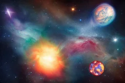 planets with star nebula background