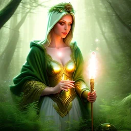 romantic fantasy spray painting, portrait of very cute hooded green eyed blonde robed bard with halo sitting in huge marble , bubbles, tossing torch in magical forest, foliage frame, magic wand