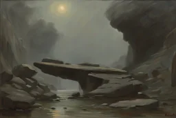 grey sky, rocks, sci-fi, friedrich eckenfelder and henry luyten impressionism paintings