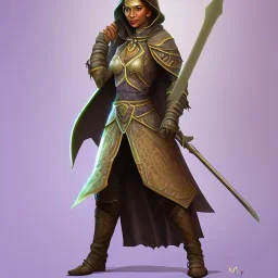 D&D character, female, druid, vampire, nature, tan skin, purple galaxy cloak, bust, brown hair