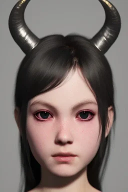 horns small sad eyes darkness girl demon