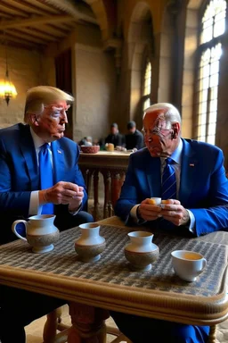 صورة لجو بايدن ودونالد ترامب يشربان الشاي المغرب في المغرب