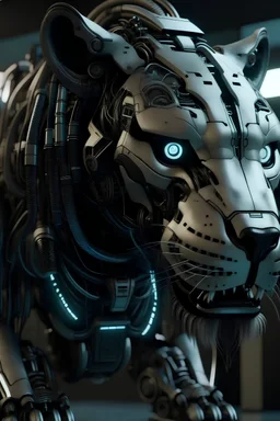 lion cyberpunk robot pentere noirs