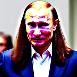 old cell phone photography of Putin with long hair in his 70s