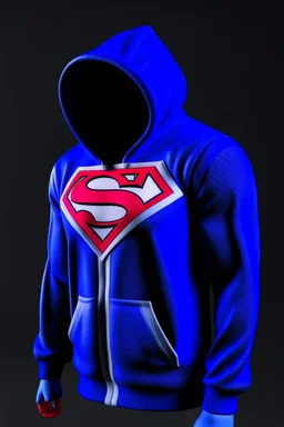 Superman's balenciaga hoodie with dual color on a white background, product catalog photography, soft spot lighting, depth of field, 4k –ar 3:5 –q 2