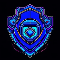 cyberpunk retro futuristic police badge in the city for comics