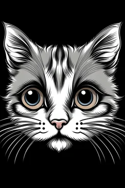 cute kitten face with adorable eyes / tshirt design / clear lines
