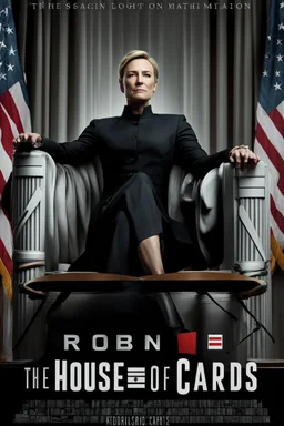 Robin Wright in The House of Cards, reimagined by industrial light and magic, sitting in the chair, final season, movie poster