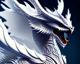 a white dragon with owl-like head, dragon with owl head standing in snow, realistic, detailed, white soft and smooth wings, shiny transparent wings, intricately detailed, sharp focus, trending on artstation