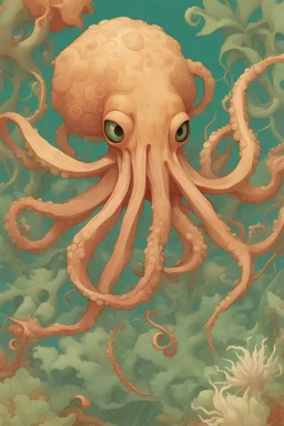 squid, intricate detail , plants, wildflower, nest, octopus, fly, by Pascal Blanche and Sachin Teng and Sam Yang and Greg Rutkowski, in style of colorful comic. symmetry, hyper detailed. octanev render.