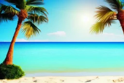 beatiful landscape picture on sunny beach whit palm trees