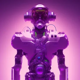 A beautiful portrait of a cyborg monkey purple neon color scheme, high key lighting, volumetric light high details psychedelic background