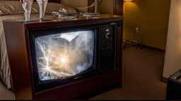 Broken TV sparking in hotel room