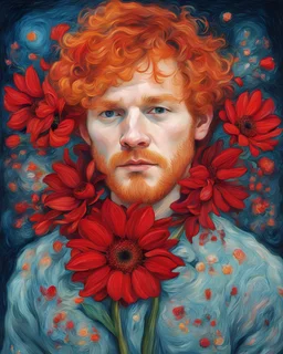 captivating red flower van gough mix with ed sheeran