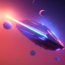 a crystalised blue pink spaceship, gold, diamonds, lightbeams, cosmic background, atmospheric, realistic, unreal engine, 8k. Cinematic lighting, octane render.