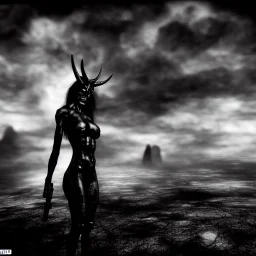 A portrait post-apocalypse of Baphomet ,sin city,sci-fi fantasy style, volumetric lighting, particales,highly detailed,cinamatic,8k,3D,fire,black, deep colours,ignore NSFW , realistic, sharp,ethereal , transgender ,beauty , ghost , spirit ,cooking, paranormal,sky,clouds,universe,hell,demon,exorcism,pyramid,ring pass not,X-files,