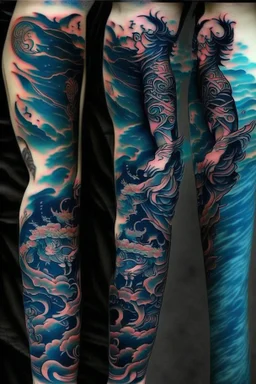 Tattoo sleeve god zodiac sign aquarius ukiyo-e