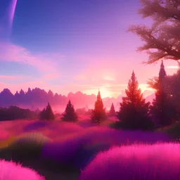countryside, glitter pink in a galactic ambiance, delicate colors in the foreground, full of details, smooth, light effect，vaporwave colorful, smooth, extremely sharp detail, finely tuned detail, ultra high definition, 8 k, unreal engine 5, ultra sharp focus