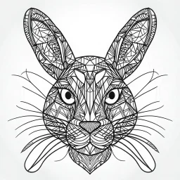 Hare, mandala, face view, minimal lines, cartoon, white back ground color, real style, realistic, minimalistic, minimal black line art, line art, crisp line art, unique coloring sheet, outlined, outline, crisp, crisp line edges, illustration, thin lines, crisp clear lines, line art, clean line art, unique, 8k, amazing, masterpiece, no colors, no dark color, no black color, avoid thick black, minimalistic line edges, pure white back ground, image character full fit to page,