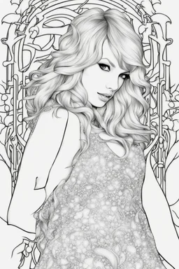 coloring pages of taylor swift for adults, Designs Black and white, No Shading