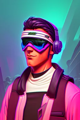 synthwave gamer who wears bandana