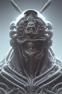 evil berserker, alien, tron, bitcoin eyes, 8k, finely detailed, photo realistic, hr giger