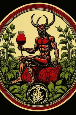 logo du diable au jardin d'eden buvant de l'alcool