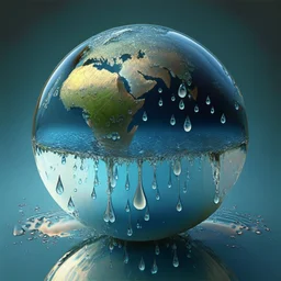 The globe in the form of water droplets