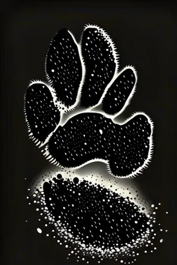 2d portrait of a cat footprint, Black hair