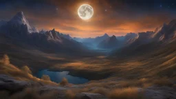 A stunning night sky seen from the bottom of a deep valley. millions of stars. Three unknown moons. exquisite realism, a masterpiece, fantasy concept art, dynamic lighting, hyperdetailed, intricately detailed, deep color, Unreal Engine, volumetric lighting, Epic cinematic brilliant stunning intricate meticulously detailed dramatic atmospheric maximalist digital matte painting. Michael whelan.