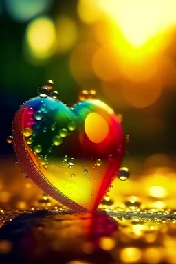 Sun Heart Magic waterdrops Rainbow Color Love shining glow Glitter