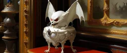 A white vampire bat chateau painted by Peter Carl Faberge