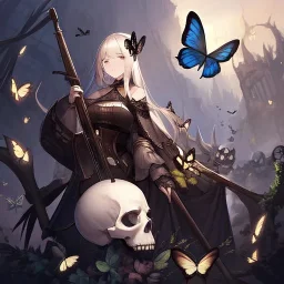 Skulls Queen, butterflies,