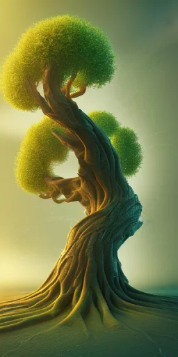 Vector tree set illustration a beautiful digital painting of a marble tree entertwined in tumutluous