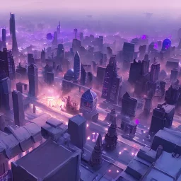 tilt shift shot of a city for ants, purple tones, concept art, highly detailed, artstation, ray - tracing, trending, god - rays, volumetric lighting, feng zhu, shaddy safadi, noah bradley, tyler edlin, jordan grimmer, darek zabrocki, neil blevins, tuomas korpi