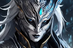 kindred with her mask in 8k anime realistic drawing style, ronin custom , close picture, rain, apocalypse, intricate details, highly detailed, high details, detailed portrait, masterpiece,ultra detailed, ultra quality