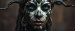 close up portrait of a voodoo transhumanism witchcraft