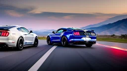 ford mustang and bugatti veyron Fused, rear view, desktop wallpaper, 4K, Cinematic