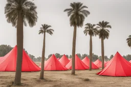 red tents in a plain