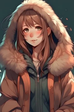 Fur jacket, anime girl