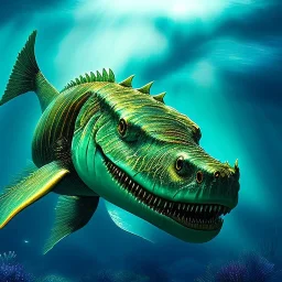 Sea Monster Dunkleosteos underwater by van Gogh 8k