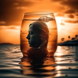 lovely double exposure image by blending together aThe stormy sea isAnd the glass orange together . TheOrange Sea should serve as the underlying backdrop, with its details subtly incorporated into the glossy glass Orange , sharp focus, double exposure, glossy glass Orange , (translucent glass figure of anOrange ) (The sea is orange on the inside) lifeless, dead, glass Orange, earthy colors, decadence, intricate design, hyper realistic, high definition, extremely detailed, dark softbox image, ra